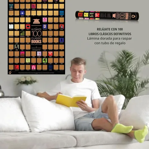 Vista 6 de Travel Revealer Póster de 100 libros clásicos para raspar, 100 libros que todos deberían leer, los mejores libros de todos los tiempos, regalo