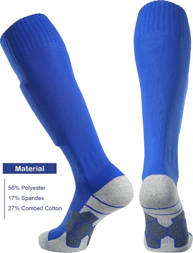 Vista 2 de APTESOL - Calcetas de fútbol hasta la rodilla (paquetes de 135) Calcetas acojinadas para niños, jóvenes, adultos, para equipos deportivos OTC