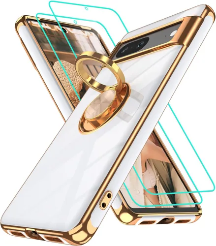 Vista 148 de Funda para Motorola Moto G 5G 2024: Funda Moto G Play 5G 2024 con 2 piezas de protectores de pantalla, soporte de anillo de rotación de 360°
