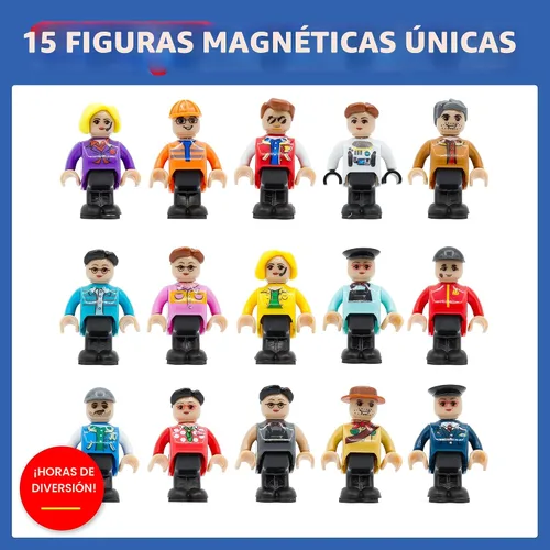 Vista 2 de Playmags Juego de figuras magnéticas comunitarias de 15 piezas – 2 pulgadas Play People perfecto para bloques de construcción de azulejos magnéticos