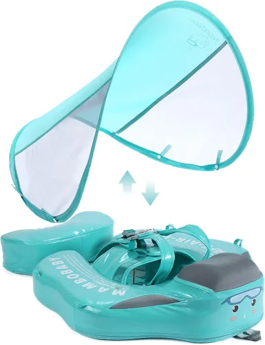 Vista 10 de Mambobaby Flotador Mejorado Añadir Cola Flotador para Bebé con Toldo para Anillo de Natación de Cintura Infantil Entrenador de Natación Flotadores