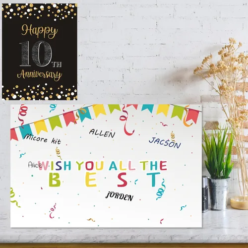 Vista 6 de Idealmuzik Tarjeta Jumbo de Feliz 10º Aniversario – Tarjeta de Felicitación de Congratulaciones Grande Plegada de 14x22 Pulgadas con Sobre, Tarjeta