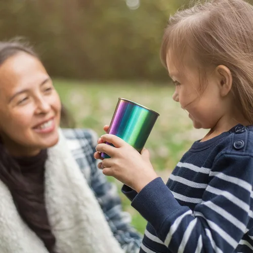 Vista 8 de Vasos Rainbow de acero inoxidable de 10 onzas, paquete de 4 unidades, ideales para niños, ecológicos, saludables, de grado alimenticio, duraderos e