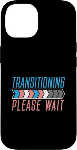 Vista 4 de Funda transgénero LGBTQ para iPhone 16 Transitioning Please Wait Rainbow Pride