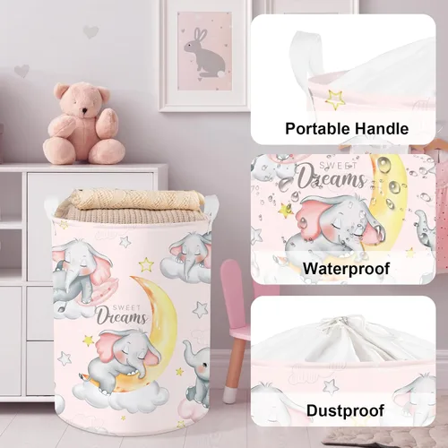Vista 4 de Clastyle - Cesta de almacenamiento plegable para niños, para dormir, 45 L Rectangle Dirty Clothes Book Gift Toy Organizer Nursery Bin, Playroom