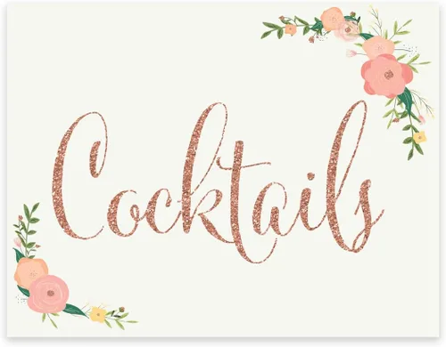 Vista 103 de Andaz Press Letreros de fiesta de boda, purpurina de oro rosa sintético con flores, 8.5 x 11 pulgadas, resalta tu versículo bíblico favorito
