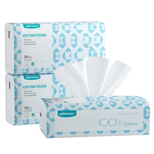 Vista 14 de Winner Paquete suave de toallas faciales, 100% de base biológica USDA, pañuelos de algodón sin perfume para piel sensible, toallitas faciales