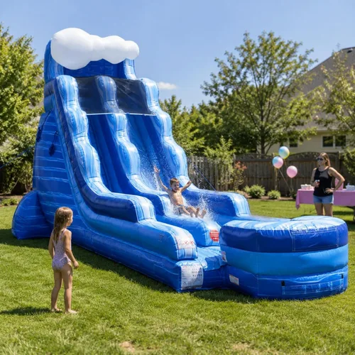 Vista 11 de TentandTable Tobogán acuático inflable para niños y adultos, diversión acuática gigante de grado comercial, incluye soplador de aire eléctrico, 35