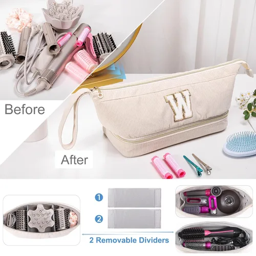 Vista 6 de Shark FlexStyle/SmoothStyle - Estuche para secador de pelo personalizado, organizador de viaje de doble capa con bolsa de secador de pelo, secadora