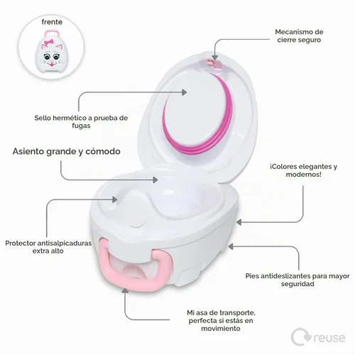 Vista 3 de My Carry Potty - Orinal de viaje para niños de 18 meses a 3 años, gato Gato Blanco
