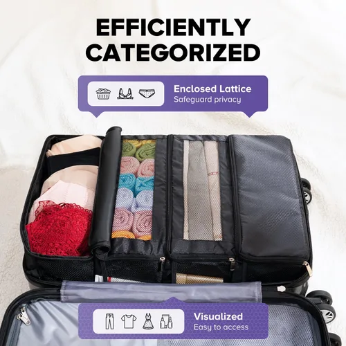 Vista 3 de Organizador de maleta, organizador de equipaje de viaje, estantes colgantes, cubo de embalajeorganizador de viaje portátil plegable para equipaje