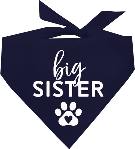 Vista 8 de Bandana para perro Big Sister con pata de corazón, triángulo ajustable 100% algodón, fabricado en Estados Unidos, para nuevo bebé, anuncio