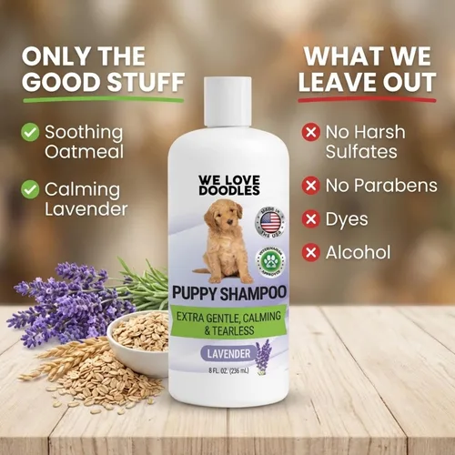 Vista 5 de Champú y acondicionador para cachorros, fabricado en Estados Unidos, sin lágrimas, el mejor champú para cachorros, lavado de piel sensible
