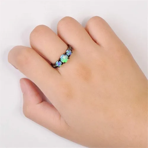 Vista 3 de Ai.Moichien - Anillos de compromiso para boda, estilo victoriano, ópalo