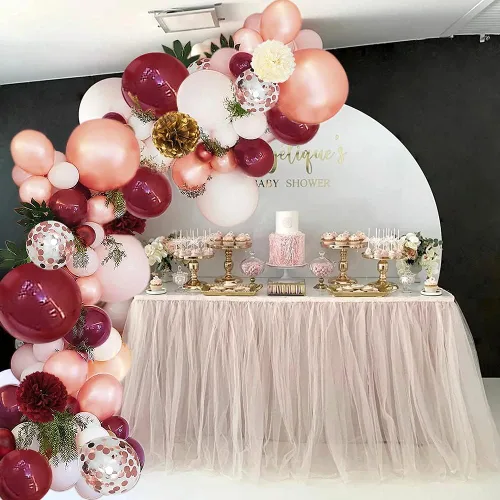 Vista 4 de Decoraciones de cumpleaños para mujer, decoraciones de fiesta de cumpleaños rosa con globos blancos, pancarta de feliz cumpleaños para despedida