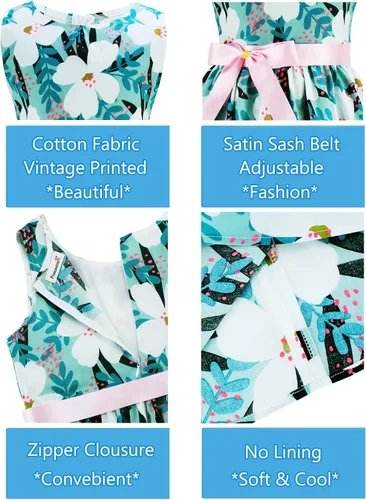 Vista 145 de Vestido de verano para niña, de algodón, con diseño floral