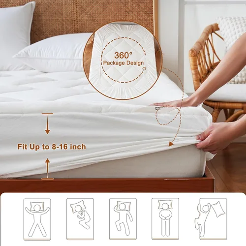Vista 7 de YOUR MOON Almohadilla de Colchón de Lana Natural Twin XL – Cubrecolchón de Lana Australiana Orgánica de 500GSM, Funda de Colchón Acolchada Ajustable