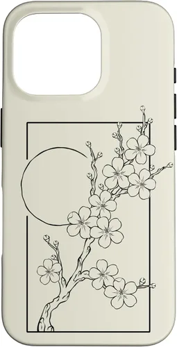Vista 20 de iPhone 16 Japanese Graphic Cherry Blossom with Sun Case