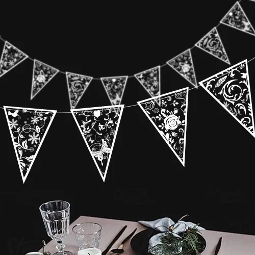Vista 8 de Guirnalda de encaje floral blanco Cheerland para decoración de despedida de soltera, banderín de encaje, banderines de boda, aniversario, bebé