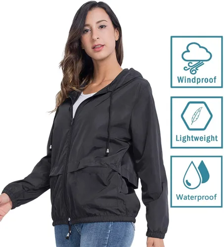 Vista 2 de Chubasquero JTANIB con capucha, para mujer, ligero y plegable, tallas S-XXL