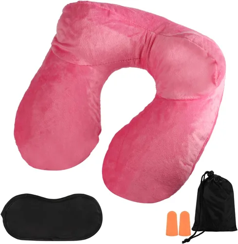 Vista 8 de Almohadas de viaje rellenas de aire para dormir, soporte de cuello de avión, almohada de viaje inflable, almohada cervical de viaje para almohada
