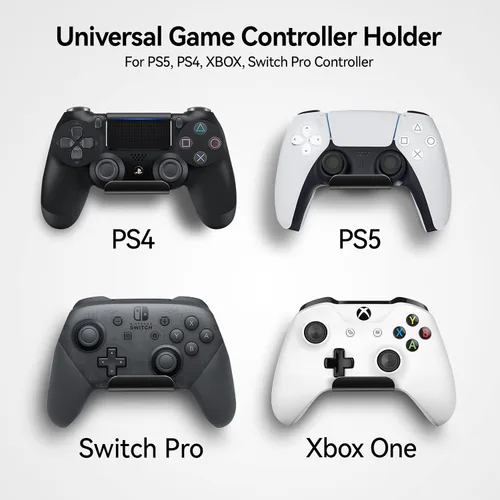 Vista 3 de 6amLifestyle - Juego de 2 soportes de pared con kit de luz RGB de 16 colores para Xbox One PS4 PS5 Switch Pro Gamepad Controller Stand Holder