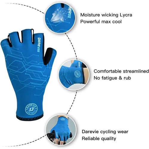 Vista 4 de Darevie Guantes de ciclismo, guantes de ciclismo de medio dedo, suaves y ligeros, guantes de ciclismo acolchados de gel que absorben los golpes