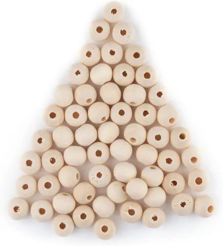 Vista 6 de TheBeadChest - Cuentas de madera natural sin terminar (0.394 in, juego de 60)