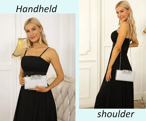 Vista 3 de Bolsos de noche brillantes para fiesta, para invitados de boda, monederos formales