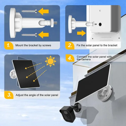 Vista 8 de Panel solar de 5 W para cámara de seguridad, panel solar con batería integrada de 8000 mAh para todas las cámaras de seguridad al aire libre