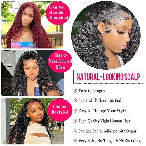 Vista 4 de Paquetes de ondas profundas con cierre (12, 14, 16 + 10 raya libre) 12A 100% sin procesar, paquetes de cabello humano virgen brasileño con cierre