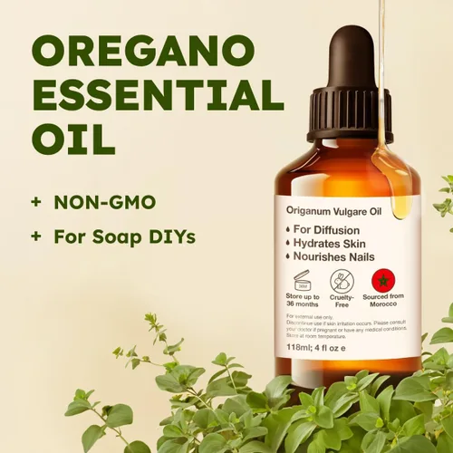 Vista 4 de Kukka - Aceite esencial de orégano para piel y naranja para juego de difusor, juego de aceites esenciales 100% naturales de grado aromaterapia, 2 x