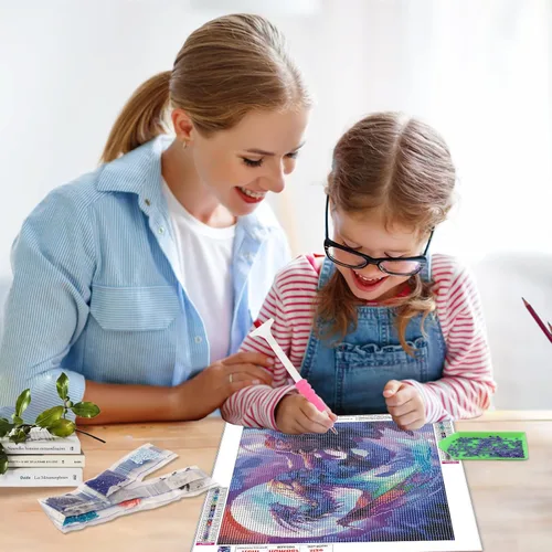 Vista 4 de SENQAO Kits de arte de diamantes de dragón para adultos – Kits de arte de diamantes 5D para bricolaje, pinturas de puntos de diamante con diamantes