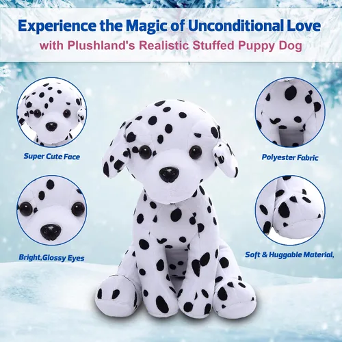 Vista 2 de Plushland Juguetes de peluche realistas de perro cachorro de 10 pulgadas, figuras de felpa navideñas para niños, bebés para jugar