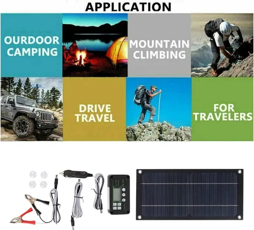Vista 4 de Ejoyous Kit de panel solar, 600 W, cargador de panel solar monocristalino de silicio 100 A, kit de panel solar con cable de extensión, clip