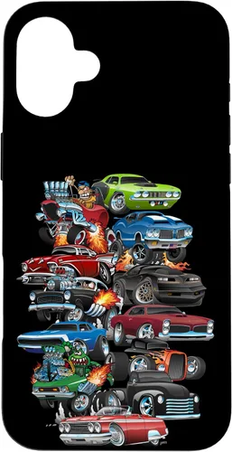 Vista 22 de Funda para iPhone 13 Hotrods, autos clásicos, coches musculosos y carros de carreras