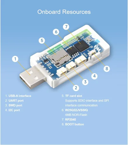 Vista 4 de waveshare Placa de desarrollo RP2040 Geek basada en microcontrolador RP2040 con pantalla LCD a color de 1.14 pulgadas 65K y caja de plástico blanco