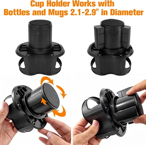 Vista 3 de Portavasos doble para automóvil, inserto de taza extra 2 en 1 con base expandible, adaptador extensor multifuncional con boca elástica de apertura