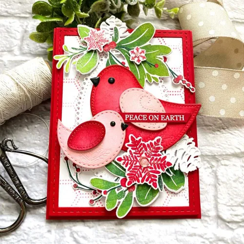 Vista 3 de Festive Birds - Plantillas de corte de metal para manualidades, tarjetas de invitación, álbum de recortes, papel decorativo de relieve, para hacer