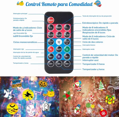 Vista 4 de HAKUTA Luces de Proyector de Navidad, Proyector LED de Efecto de Olas del Mar HD con 10 Diapositivas HD (Olas de Océano 3D + Patrones) y Control