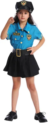 Vista 3 de Dsplay Disfraces de policía para niñas disfraz de policía para Halloween