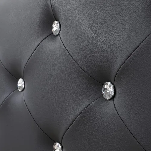 Vista 7 de Base de cama tapizada moderna tamaño Queen con luces LED, marco de cama de plataforma de piel sintética de perfil bajo, cabecero ajustable