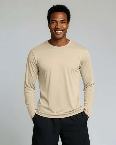 Vista 30 de Real Essentials Paquete de 4 unidades: camiseta de manga larga para hombre Dry Fit, disipa la humedad, protección solar FPU 50+ contra rayos