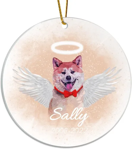Vista 7 de Personalized Acrylic Pet Memorial Ornament, Acrylic, English Setter Hanging Keepsake, Dog Remembrance Ornament, Dog Gifts, Dog Angel Wings Ornament