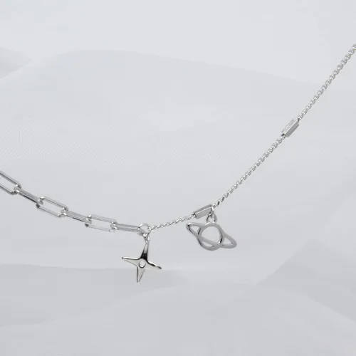 Vista 3 de Planet and Star Bracelet for Women Sterling Silver Space Celestial Jewelry Gift Delicate Chain Bracelet