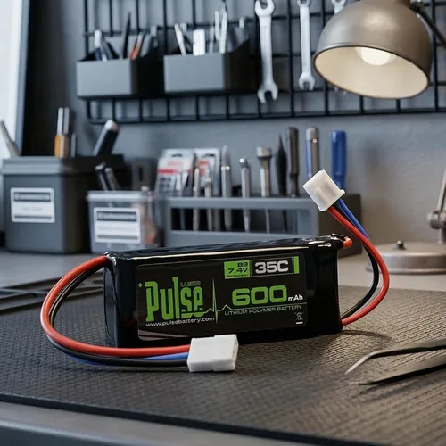 Vista 7 de Pulse 600mah 2S 7.4V 35C LiPo Batería Molex 51005 compatible con Furitek Fury FX118, HobbyPlus CR18P EVO, FMS FCX24 K5, FMS FCX24 Smasher V