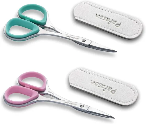 Vista 8 de PAFASON Juego de tijeras de manicura de viaje pequeñas, 2 piezas multiusos curvadas y rectas con punta de precisión para cutículas, herramienta