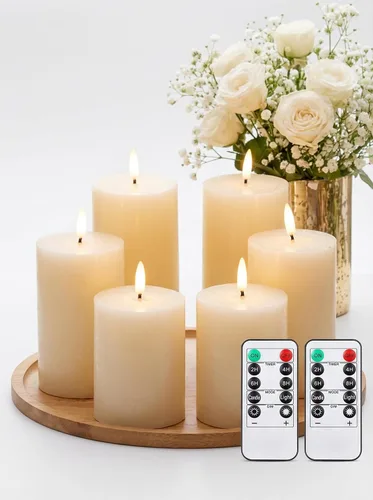 Vista 8 de Leelosp Paquete de 6 velas sin llama con temporizador remoto, velas parpadeantes sin llama a granel a granel LED para bodas, festivales, decoración