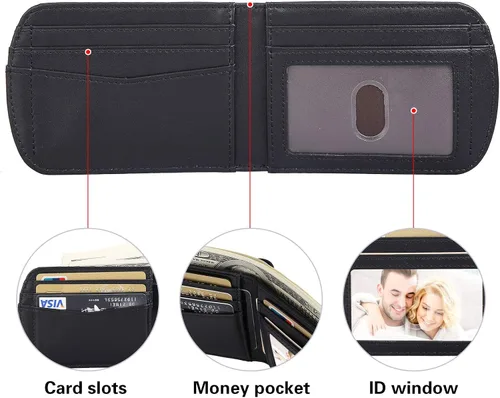 Vista 3 de Polare - Billetera plegable de cuero real italiano con bolsillo frontal delgado y curvo para hombre