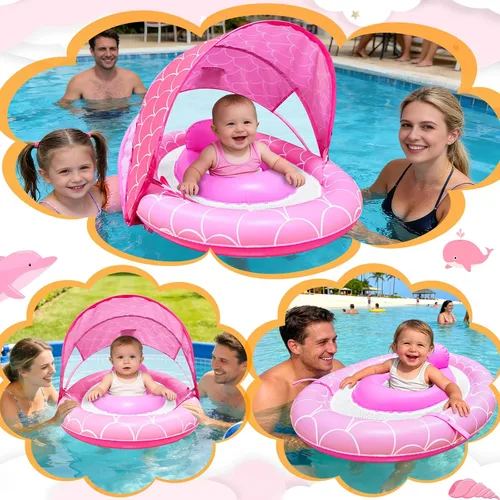 Vista 5 de Flotador de piscina para bebé con toldo UPF50+ para niños de 6 a 36 meses